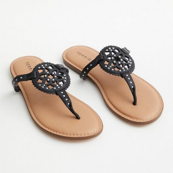 torrid Shoes - Torrid extra wide width faux leather t-strap sandal, 7ww, black